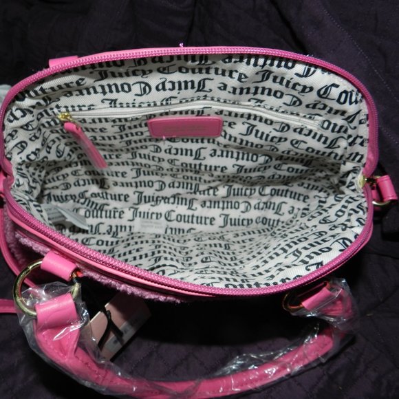 Juicy Couture  Sherpa Plush Heart to Heart Satchel Deep Pink🆕SHIPS FAST😮‍💨⚡🚚 - Picture 12 of 16